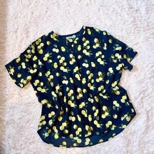Dalia Navy Lemon Quirky Fruit Artistic Kidcore Dopamine Earthy Pop Art Blouse